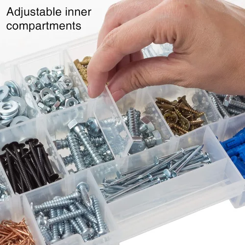 Miniatura 5 de Caja de herramientas portátil - Organizador de piezas pequeñas con cajones y compartimentos personalizables para herramientas, aparejos, cuentas