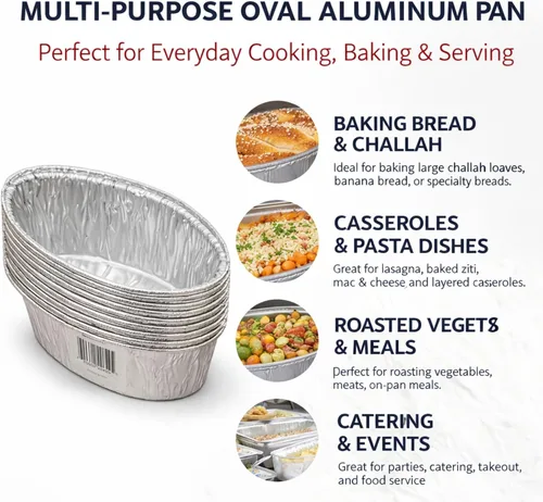 Miniatura 3 de Jetfoil Moldes desechables de aluminio para pan, 3 libras, ovalados, para Acción de Gracias, moldes reciclables para pan, pasteles, brownies