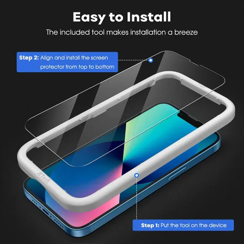 Miniatura 4 de JETech Protector de pantalla de cobertura completa para iPhone 16e 2025, iPhone 13/13 Pro de 6.1 pulgadas, película de vidrio templado