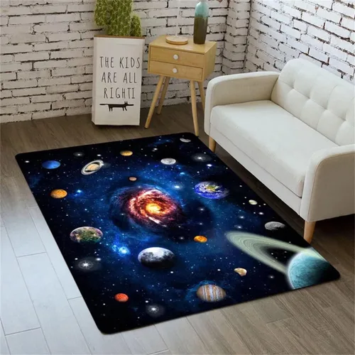 Miniatura 23 de Alfombra de espacio exterior para habitación de niños, 3 x 5 pies, alfombra Galaxy para dormitorio de niños, suave, antideslizante, sistema solar