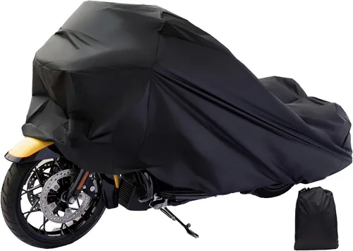 Funda impermeable para motocicleta para exteriores, con agujeros de bloqueo y bolsa de almacenamiento para hasta 104 pulgadas, Yamaha, Honda, Harley