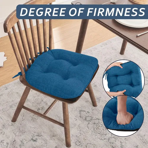Miniatura 3 de Basic Beyond Paquete de 4 cojines para sillas de comedor, cojines para sillas de comedor con lazos y respaldo antideslizante, 15.5 x 15.5 pulgadas