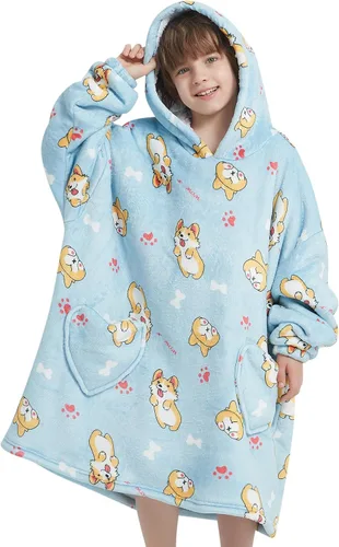 Miniatura 15 de Mewkou Manta con Capucha Portátil para Niños Sudadera con Capucha de Sherpa Extra Grande para Niños, Niñas y Niños Pequeños de 2 a 6 años