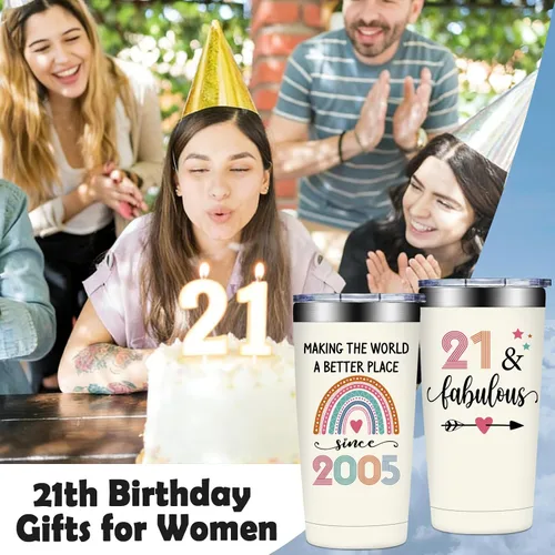 Miniatura 3 de Regalos de cumpleaños 21 para ella, decoraciones de cumpleaños 21 para mujeres, regalos de 21 años para mujeres, hija, niñas, vaso fabuloso 21 de 20