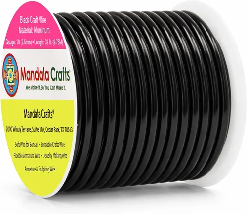 Miniatura 331 de Mandala Crafts - Alambre de aluminio anodizado de 8 calibre para hacer joyas - 9.75 m de alambre flexible negro colorido - Flexible para bonsái