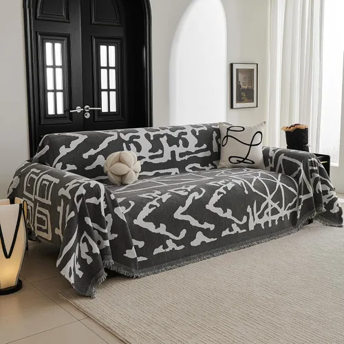 Miniatura 33 de MYSKY HOME - Funda de sofá bohemia supersuave para sofá de 2 a 3 plazas, funda de sofá de jacquard negro, para sofá biplaza y futón, funda para sofá