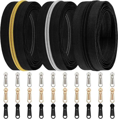 Miniatura 38 de DOITEM 31 yardas, 10 unidades de cremalleras de costura #3, cremalleras de bobina de nailon surtidos para coser con 40 deslizadores de cremallera
