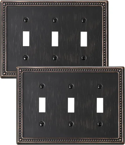 Miniatura 108 de Paquete de 4 placas de cubierta para interruptor de luz de palanca individual, cubiertas decorativas de perlas, placa de pared de metal almendra