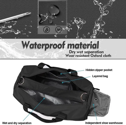 Miniatura 4 de Bolsa de gimnasio pequeña para mujeres y hombres, bolsa de entrenamiento para deportes y escapadas de fin de semana, bolsa de lona impermeable
