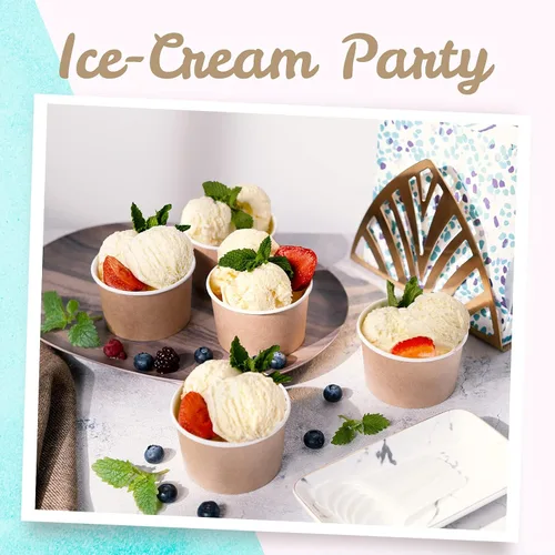 Miniatura 2 de MATICAN Vasos de papel para helado, 100 cuencos de postre desechables de 5.5 onzas para alimentos calientes o fríos, suministros de fiesta de 5.5