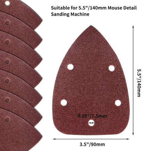 Miniatura 2 de 25 Piezas Papel de Lijado para Detalle de Ratón 40 Grano 5 Agujeros Hojas de Lijado para Ratón con Gancho y Bucle Almohadillas de Lijado para 140mm