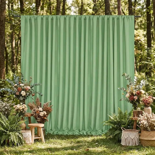 Miniatura 76 de Cortinas de Telón de Fondo Blanco de 2 Paneles 5 x 1,5 m de Poliéster, Telón de Fondo para Fotografía, Cortinas para Decoración de Fondo de Boda