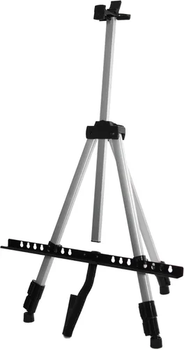 Miniatura 3 de VViViD Caballete de exhibición ligero ajustable de aluminio plateado, incluye funda de transporte de nailon negro (66 pulgadas)