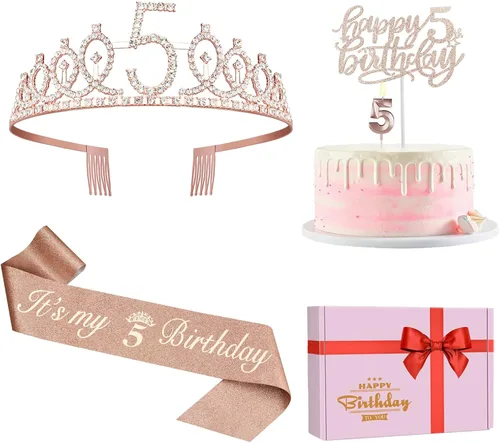 Miniatura 53 de Decoraciones de cumpleaños de 24 años para mujeres, incluyendo banda de cumpleaños, tiara/corona, velas numéricas y decoración de pastel, regalos