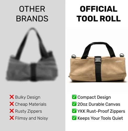 Miniatura 5 de Bolsa enrollable de herramientas oficial Voyager – Bolsa enrollable de 5 bolsillos fácil de transportar – Lona duradera de 20 onzas, cremalleras YKK