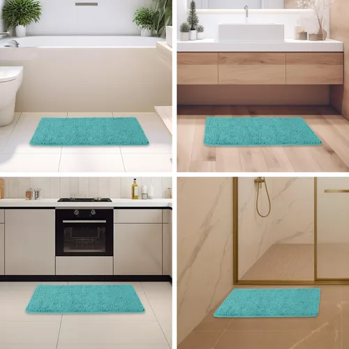 Miniatura 469 de Alfombra de baño pequeña de 12 x 18 pulgadas, lavable y absorbente, antideslizante, alfombra de baño de felpilla gruesa y suave para baño, ducha