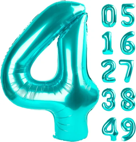 Miniatura 313 de Globo de cumpleaños número 4 dorado de 40 pulgadas, globos gigantes del número cuatro 14 24 34 40 44 2024, globos grandes de lámina de mylar para Oro