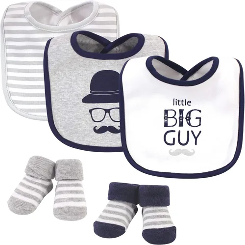 Miniatura 190 de Hudson Baby Conjunto de babero y calcetines unisex de algodón para bebé