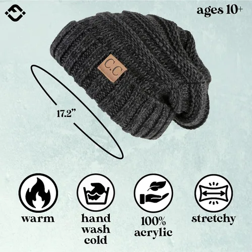 Miniatura 160 de Funky Junque Gorro de moda de punto trenzado de talla extragrande, grueso, abrigado, suave y holgado