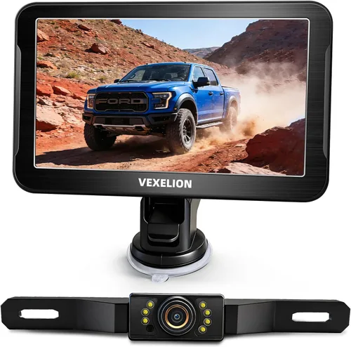 Kit de cámara de respaldo para camión, monitor HD 2K de 7 pulgadas, vista frontal y trasera, visión nocturna, impermeable IP69, líneas de rejilla de