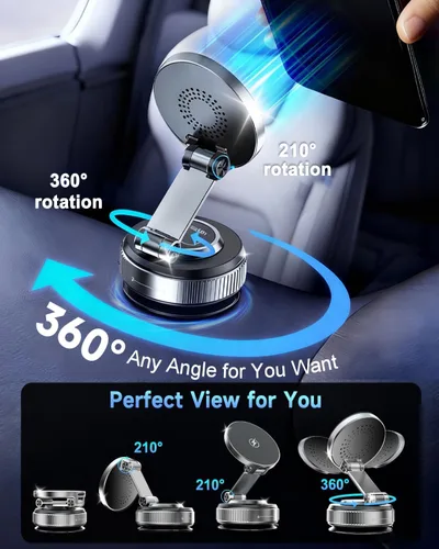Miniatura 5 de Soporte de teléfono con ventosa Pro – Soporte magnético de teléfono al vacío para automóvil, ángulo ajustable de 180°, soporte antideslizante