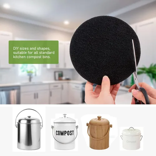 Miniatura 6 de Paquete de 10 filtros de carbón para cubo de abono de cocina, filtros de abono para reemplazo de cubos de contenedores de encimera