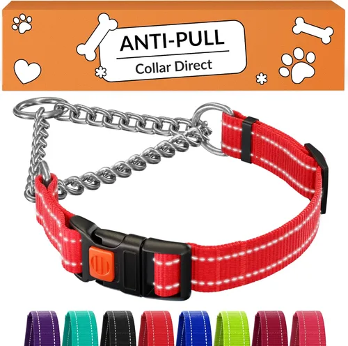 Miniatura 10 de CollarDirect Martingale - Collar para perro con cadena de acero inoxidable y hebilla de liberación rápida, collar reflectante para perros grandes