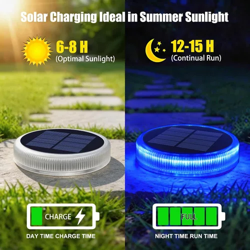 Miniatura 3 de YiLaie Luces Solares Azules para Muelle al Aire Libre Impermeables, Luces de Advertencia para Entrada Solares para Embarcaciones (Paquete de 4)