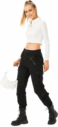 Miniatura 6 de Pantalones cargo de trabajo para mujer, de algodón, con 8 bolsillos, informal, estilo de combate militar