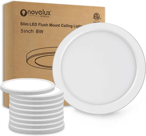 Miniatura 8 de ETL Lámpara de techo LED de 7 pulgadas, montaje empotrado, regulable, luz de techo plana redonda ultra delgada de 5000 K, luz diurna, lámpara de 3
