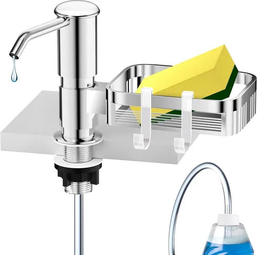 Miniatura 8 de Dispensador de jabón integrado para fregadero de cocina, bomba dispensadora de jabón de encimera con kit de tubo de extensión de 47 pulgadas, no es