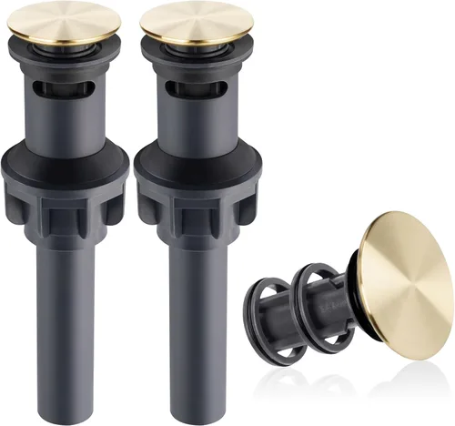 Miniatura 15 de Hibbent Paquete de 2 Desagües de Lavabo de Baño de Metal con Rebosadero, Tapón Emergente Desmontable, Colador de Lavabo de Tocador de Acero Acabado