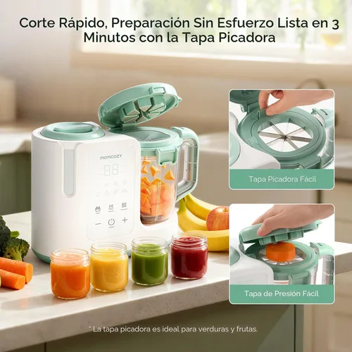 Miniatura 7 de Momcozy AutoMeal Procesador de Alimentos para Bebés – Procesador de Alimentos de Vapor y Mezcla Automática de Un Solo Paso, Taza Grande de 15 oz