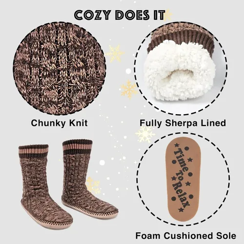 Miniatura 4 de Cozylook Calcetines tipo pantufla para hombre, con forro polar, suela antideslizante, para invierno, suaves, gruesas, acogedoras, cálidas, peludas