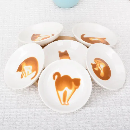 Miniatura 4 de Lindos platos de cerámica para salsas laterales de gato, mini plato de condimentos en forma de corazón, cuenco para sushi y soja, platillos