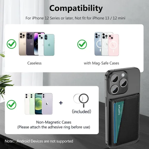 Miniatura 9 de TopMade - Cartera Magsafe, funciona con Apple Find My, 7 tarjetas con soporte magnético más fuerte para iPhone 17/16/15/14/13/12, soporte magnético