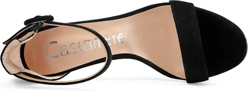Miniatura 5 de Castamere Sandalias de tacón alto para mujer, con hebilla y correa al tobillo, puntera abierta, sandalias básicas de tacón de aguja de 3.9 in