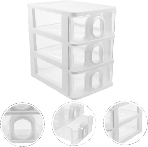 Miniatura 4 de PRETYZOOM Organizador de cajones de escritorio Caja de almacenamiento de escritorio de 3 capas, organizador de maquillaje, papelería de escritorio