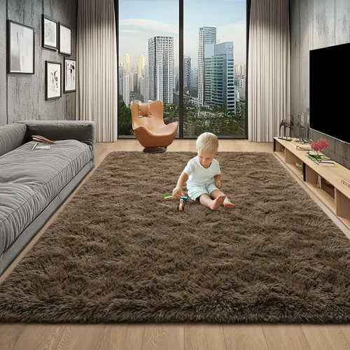 Miniatura 27 de Foxmas - Alfombra para centro de habitación, esponjosa y ultrasuave, para dormitorio, habitación de los niños, habitación del bebé, afelpada, Azul