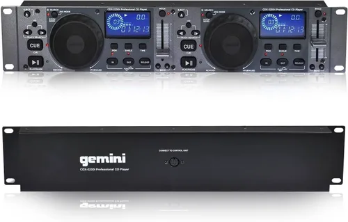 Miniatura 3 de Reproductor de medios CD/USB dual para DJ Gemini – Reproductor de CD de montaje en rack de 2 bandejas con Jog Wheels, reproducción de MP3