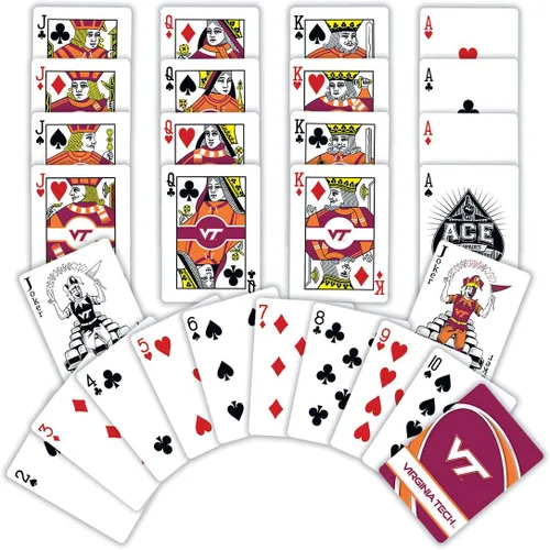 Miniatura 5 de MasterPieces Juegos Familiares - Baraja de Cartas NCAA Virginia Tech Hokies - Baraja de Cartas Oficialmente Autorizada para Adultos, Niños y Familia