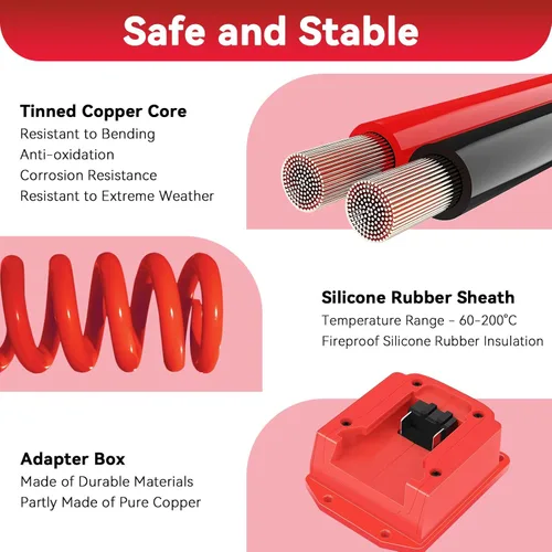 Miniatura 5 de Cable de puente para Milwaukee M18 18V, cables de arranque de batería portátiles, cables de refuerzo de batería automotriz para arrancar