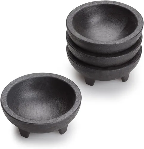 Miniatura 2 de Cuencos de plástico negro para salsa molcajete de 3 patas para salsas caseras, alimentos de fiesta, condimentos de picnic, salsas y coberturas