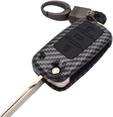 Funda protectora de 2 capas para llavero de carbono híbrido para Volkswagen VW Beetle CC Golf GTI Jetta Passat Tiguan Touareg 2011-2015 3 botones