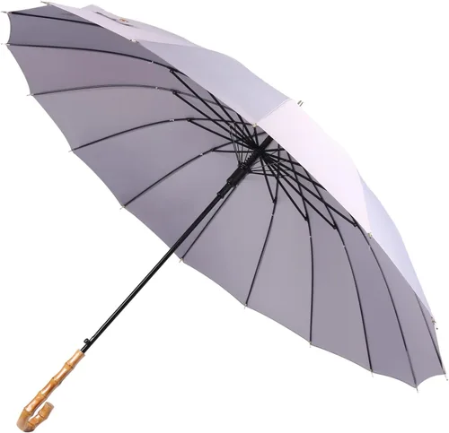Meichoon Paraguas manual de apertura y cierre paraguas con 16 varillas, duradero y fuerte, fibra 210T, impermeable, resistente al viento, paraguas