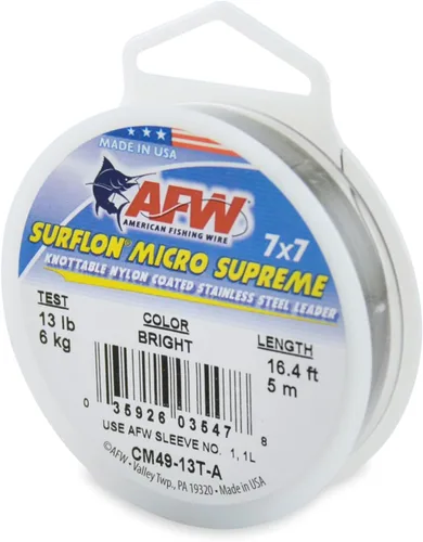 Miniatura 11 de American Fishing Wire Surflon Micro Supreme Nylon recubierto 7x7 de acero inoxidable, líder en alambres anudables para pesca en agua salada, pesca