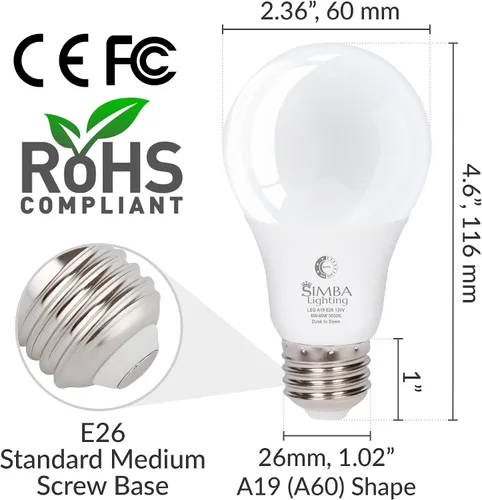 Miniatura 2 de Simba Lighting Bombillas LED para exteriores con sensor de fotocélula del atardecer al amanecer, encendido y apagado automático inteligente