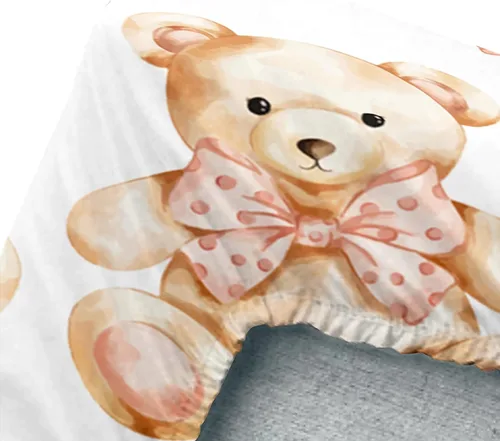 Miniatura 6 de AILONEN Lovely Bear - Juego de sábanas bajeras tamaño Queen, juego de ropa de cama con pajarita de dibujos animados para niños y niñas, sábana
