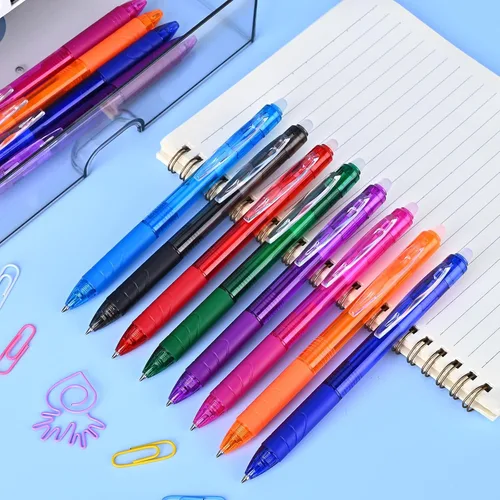 Miniatura 2 de Temiary 12 bolígrafos de gel borrables multicolor, fáciles de borrar, sin manchas, punta fina, colorido, escritura suave para tomar notas, tinta