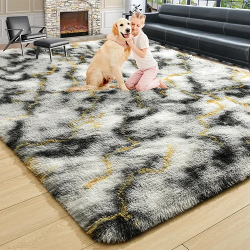 Miniatura 47 de Noahas - Alfombras mullidas de 4 x 6 pies para dormitorio y sala de estar, alfombra gruesa y peluda de color gris, alfombra de suelo antideslizante